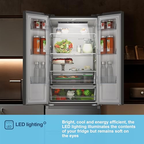 French Door Fridge Freezer, 485L Capacity, Total No Frost, Silver, 70cm Wide