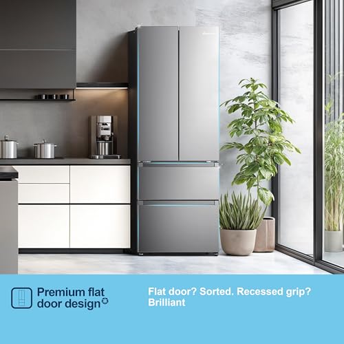 French Door Fridge Freezer, 485L Capacity, Total No Frost, Silver, 70cm Wide