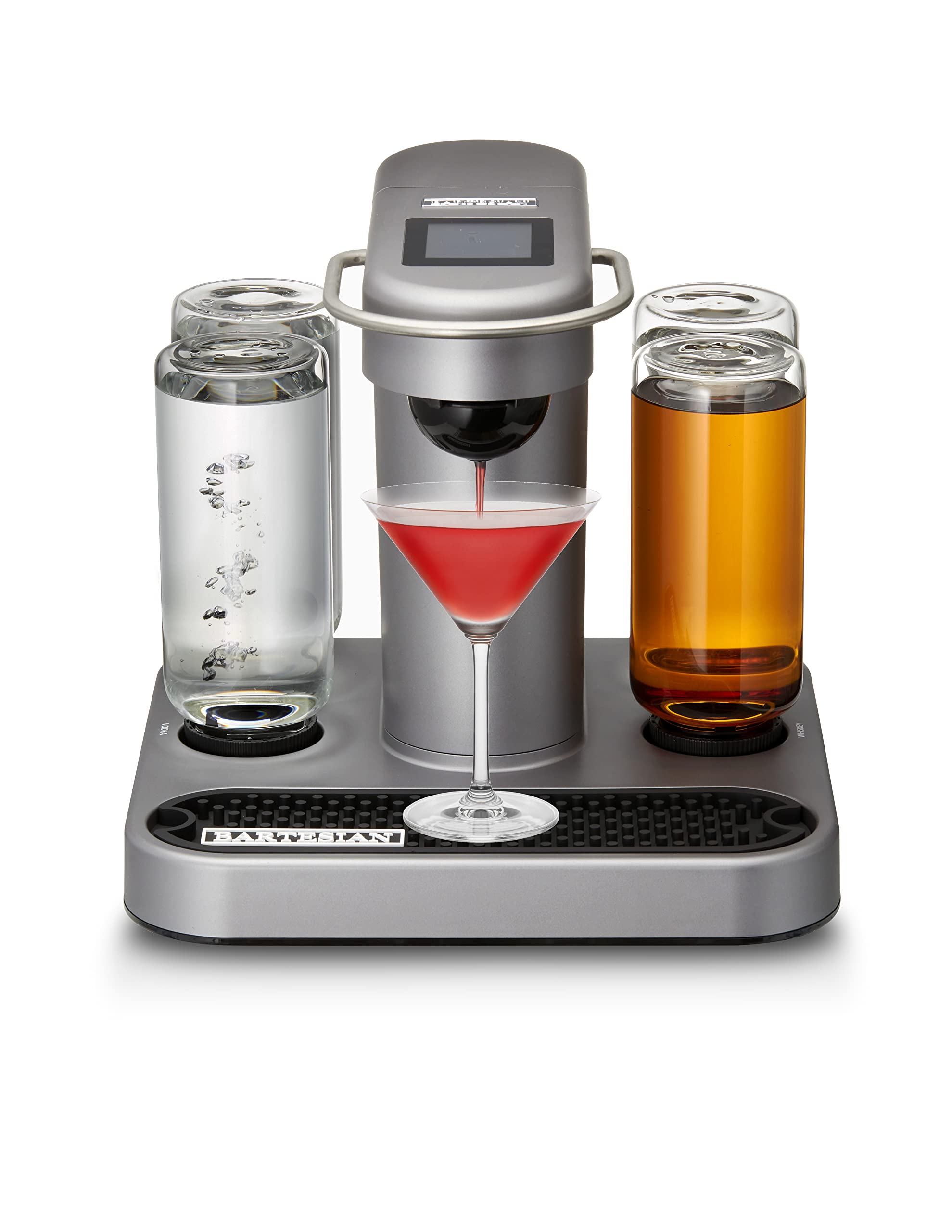 Automatic Cocktail Machine, Capsule-Based Drink Mixer with 5 Glass Bottles, Silver (Model 55300)