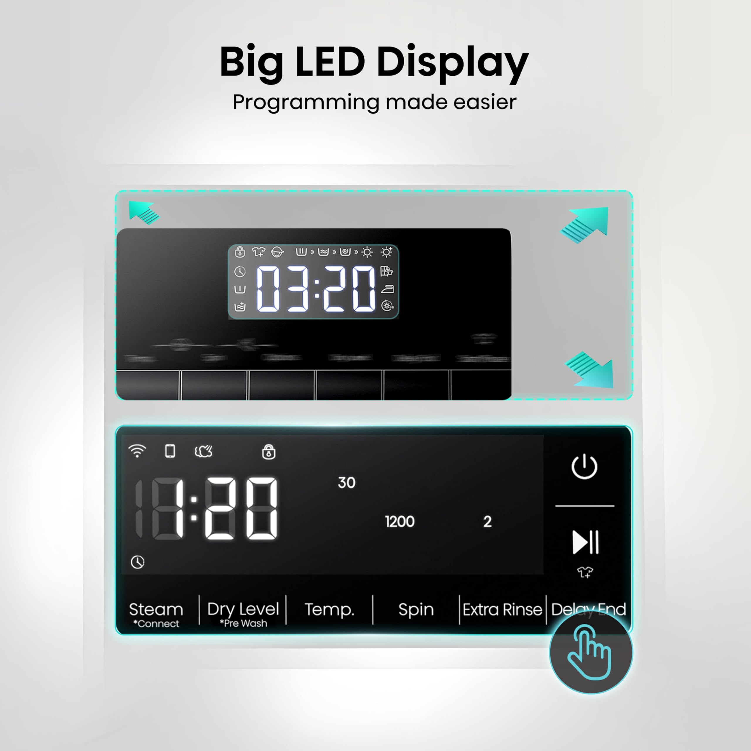 WD3S1043BB3 Washer Dryer, 10.5kg Wash, 6kg Dry, 1400rpm, Wi-Fi, Black