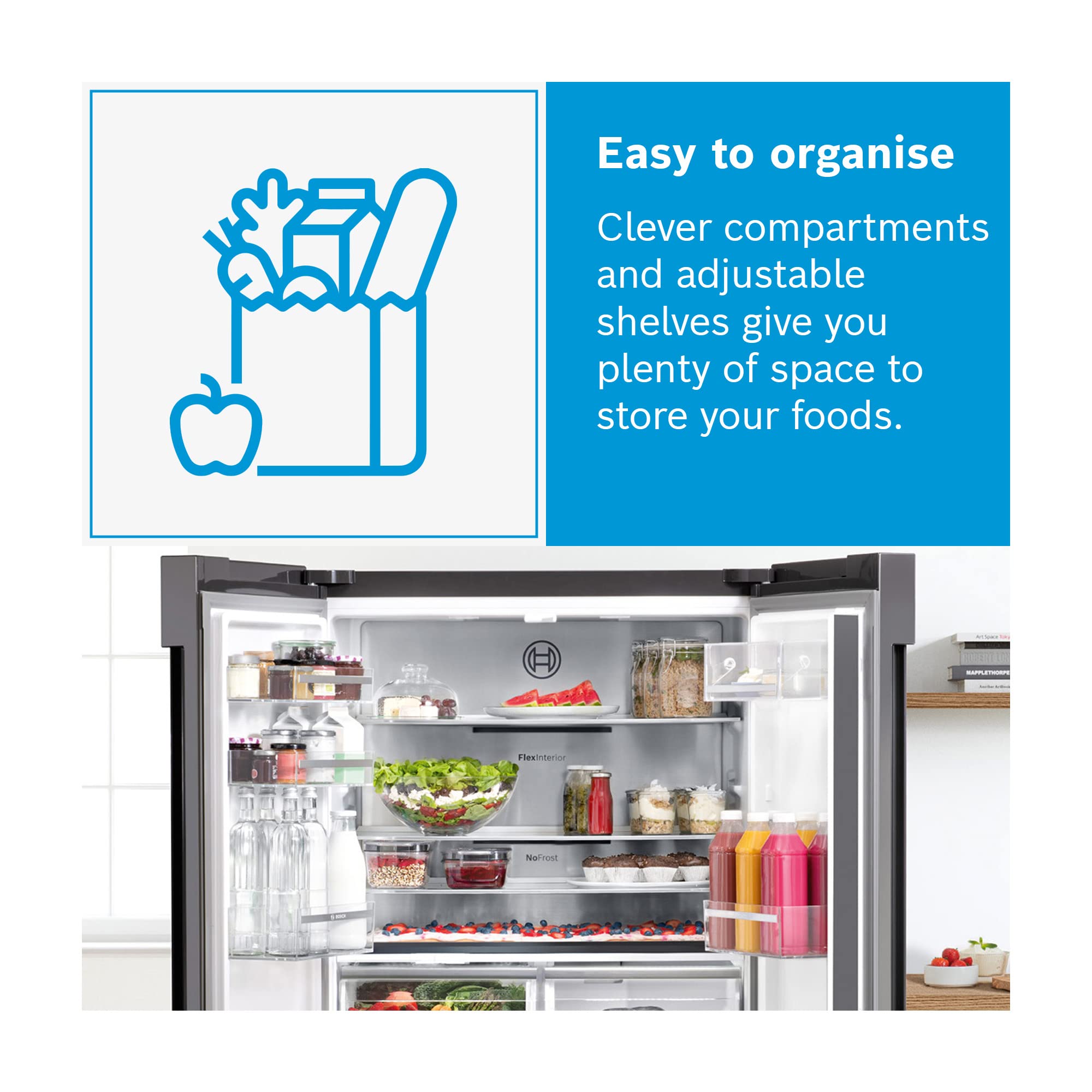 KFN96APEAG French Door Fridge Freezer, 605L, Total No Frost, Home Connect, 183 x 91 cm, Inox EasyClean, Freestanding, 4 Door