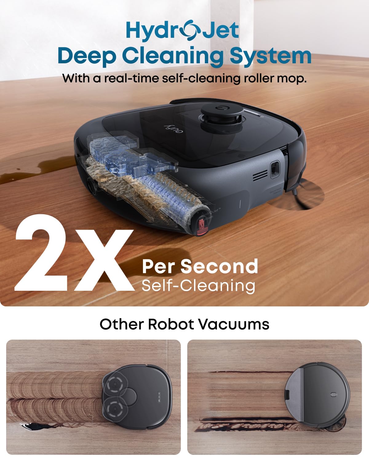 E25 Robot Vacuum & Mop with All-in-One Station, 20000Pa, HydroJet Mop System, Auto Mop Lift, Self-Empty/Wash/Dry, Black (T2353)