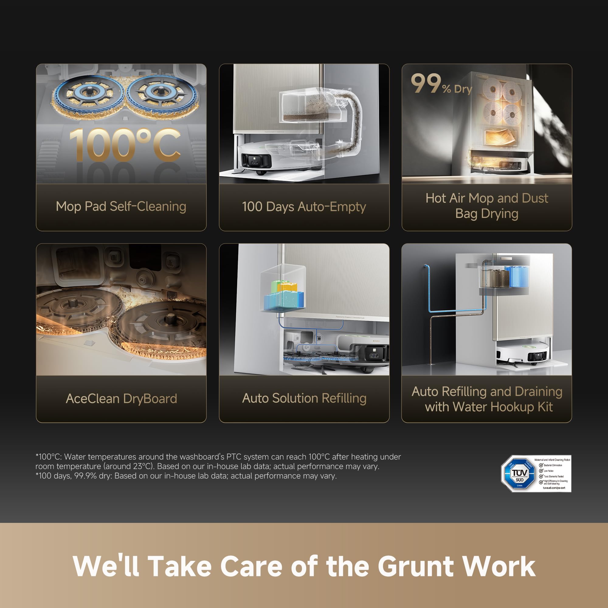 Robot Vacuum and Mop with Multi-Mop System, Up to 30,000Pa Suction, Obstacle Avoidance, Auto Empty & Mop Washing