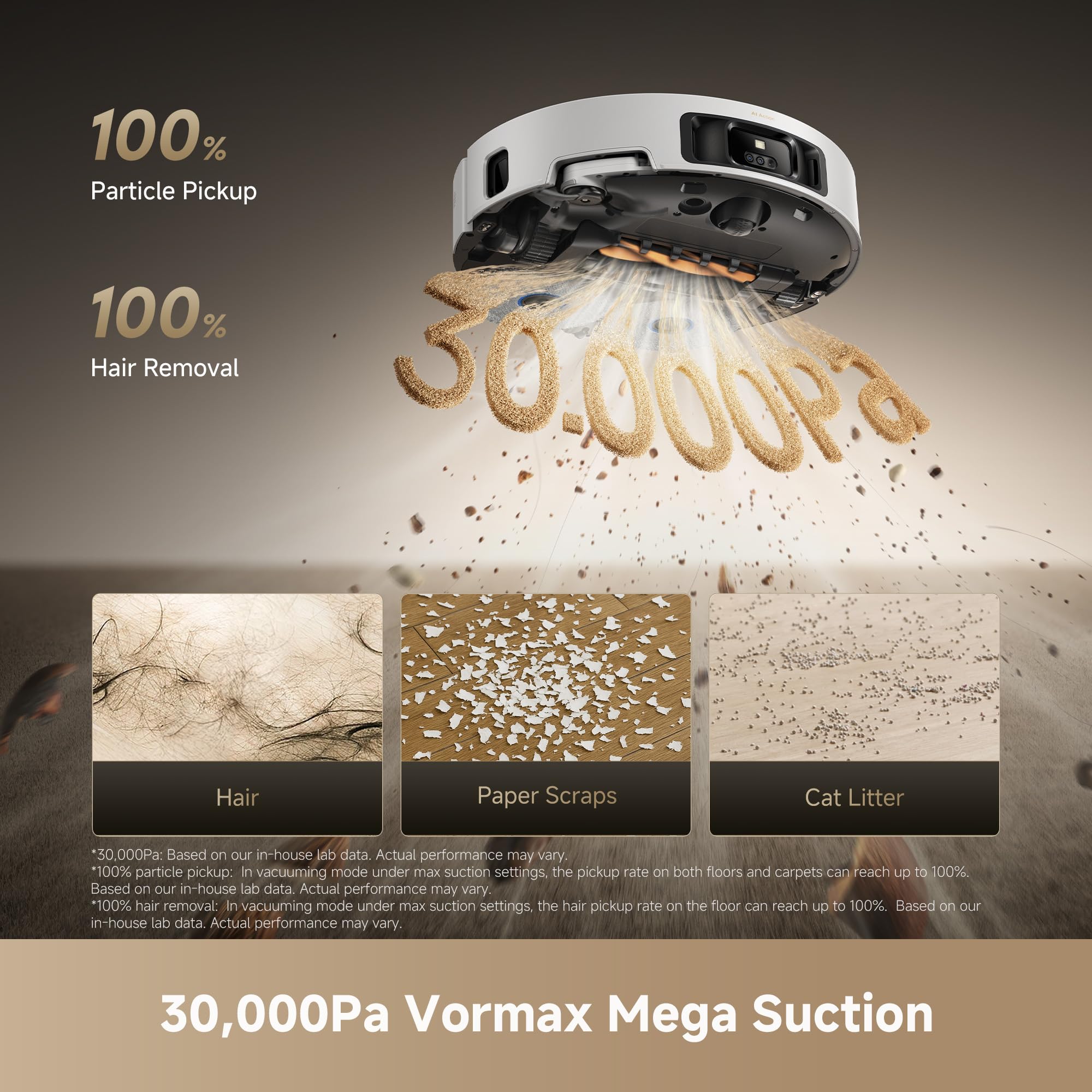 Robot Vacuum and Mop with Multi-Mop System, Up to 30,000Pa Suction, Obstacle Avoidance, Auto Empty & Mop Washing